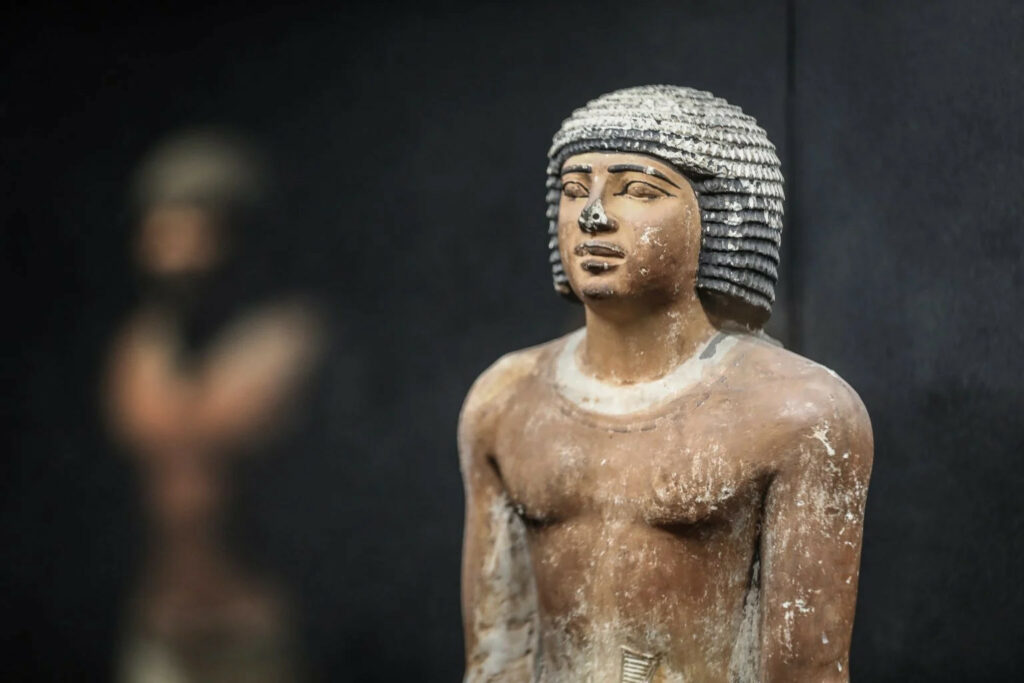 Ancient Egyptian artifacts are on display at Imhotep Museum as the museum reopens in Saqqara district of Giza. Photo: Mohamed Elshahed/Anadolu via Getty Images.